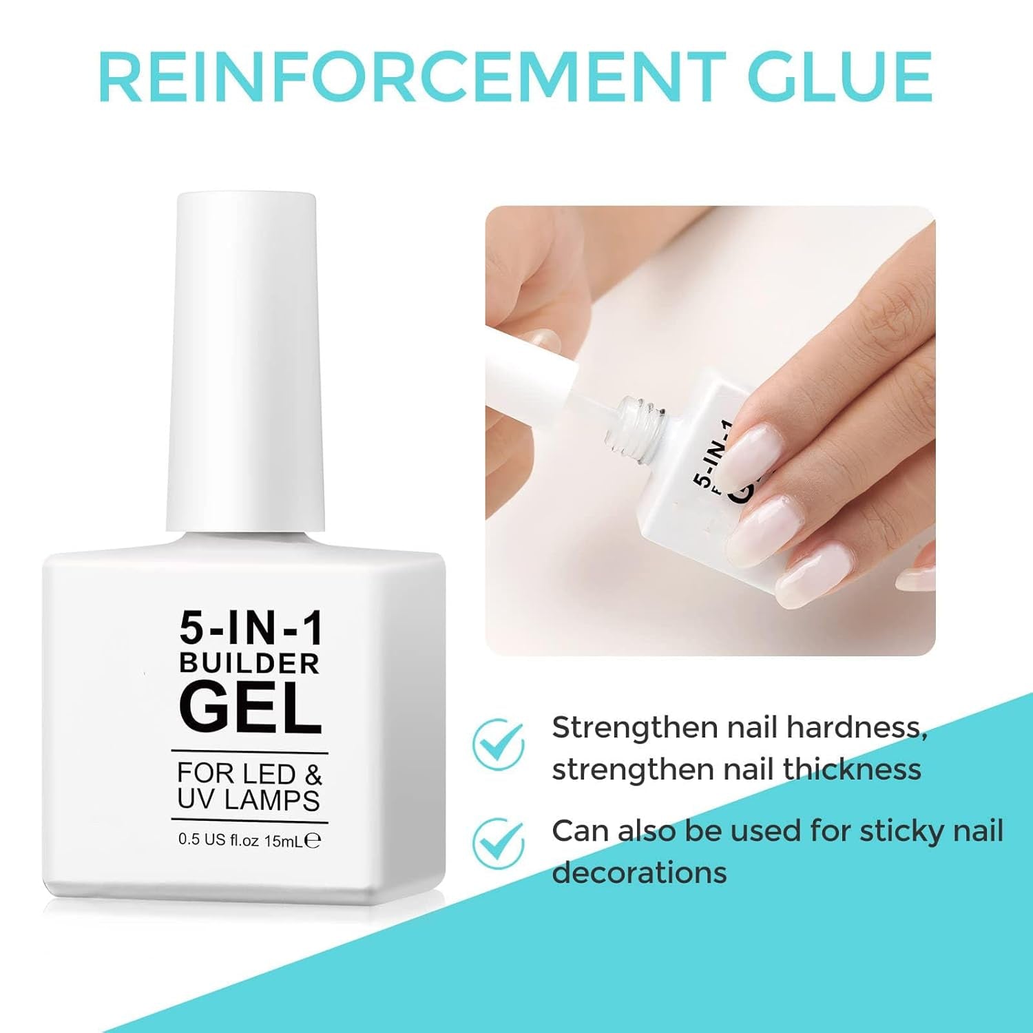 Builder 5 in 1 Builder Gel 15ml, Nail Builder Gel, Nail Builder Gel, UV/LED Nail Extension Nagellack, Extensions, Nail Art, Stickers, Gel Nail Builder Gel (Vit)