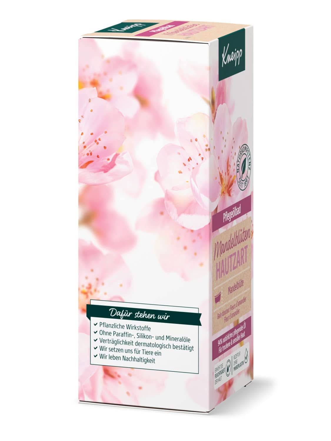 Kneipp, badolja, med 94% ren mandelolja, för torr och känslig hud - 100 ml dusch och bad Naty Shop