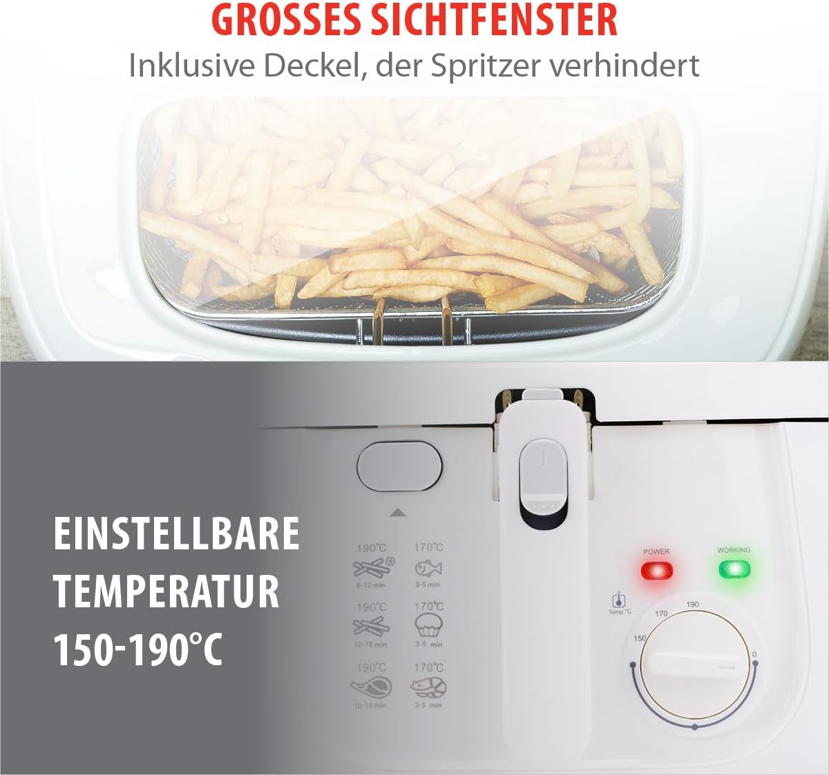 Alpina Deep Fat Fryer 2,5L DF-165, 1800W - Justerbar temperatur upp till 190°C Vitvaror Naty Shop