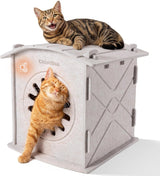 Katzenhaus Indoor från Filz: Warmes Und Gemütliches Katzenbett, Katzenhöhle mit beruhigendem Kratzbogen, Robuste & Kratzfeste Katze Höhle, Abnehmbares Katzen Bett, Katzen Haus 38 x 36 x 38cm