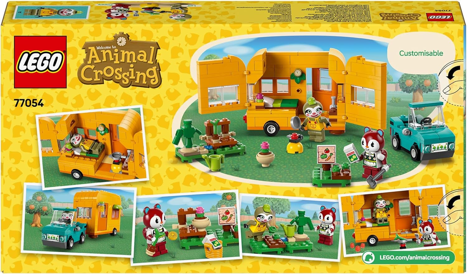 LEGO Animal Crossing Gerds husvagn och trädgård Rollspelsset Billeksak för barn 7 år gamla flickor och pojkar Presentvideospelleksak med djurfigurer 77054 Byggset Besuche den LEGO-Store