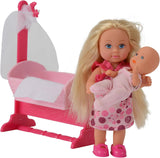 Simba 105736242 - Evi Love Doll Cradle 2 Assorted Evi som Nanny med Cradle and Baby Fashion Doll 12cm för 3 år och uppåt