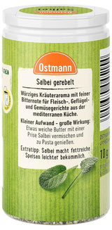 Ostmann Gewürze - Sage gerebelt | Würziges Kräuteraroma für Fleisch- und Gemüsegerichte | 10 g i dosen