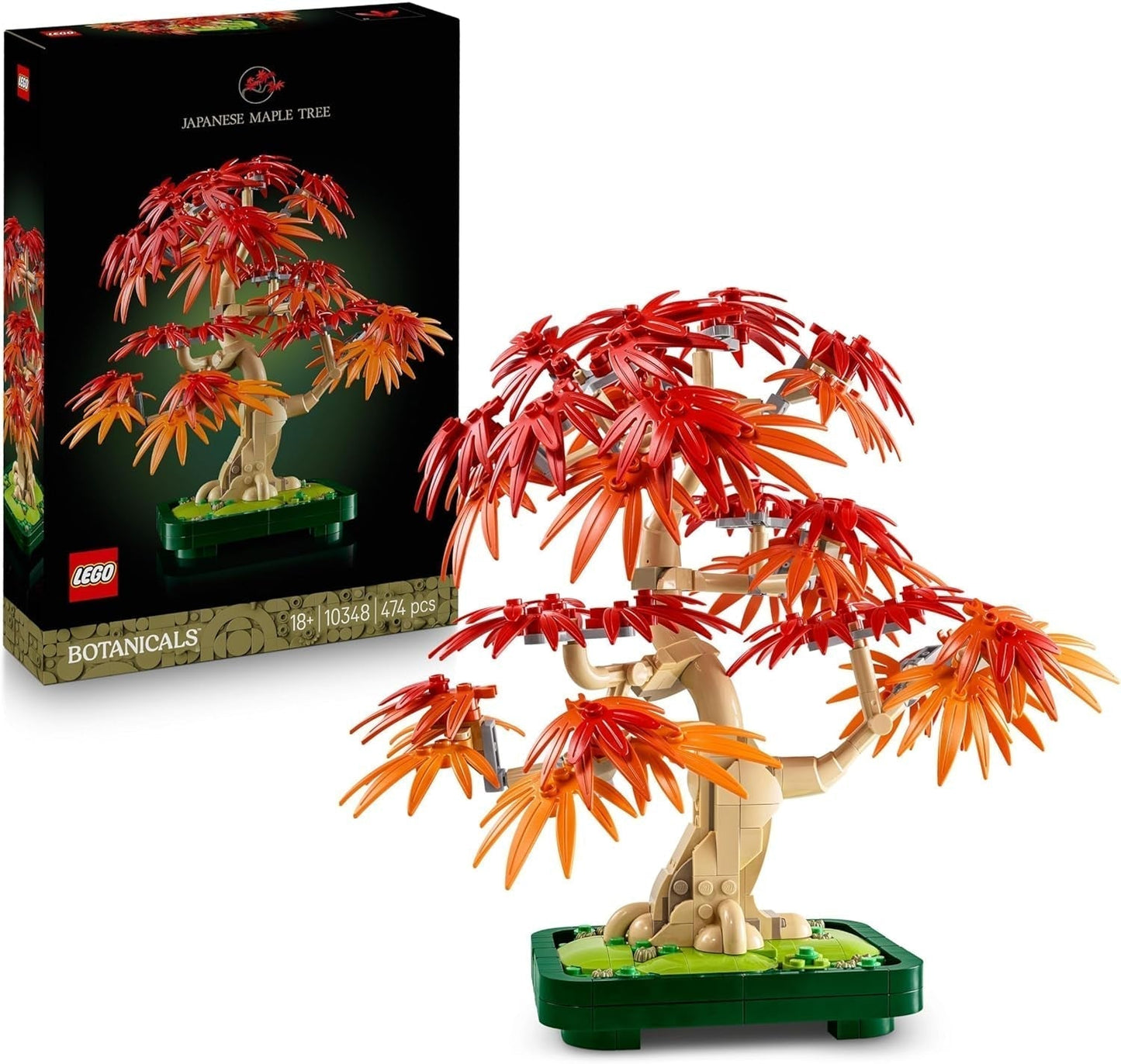 LEGO Botanicals Japansk röd lönn - Bonsaiträd - Konstgjord växtsats med röda och orange löv, plus skål - Heminredning - Presentidé för vuxna - 10348 Byggset Besuche den LEGO-Store Standardtitel
