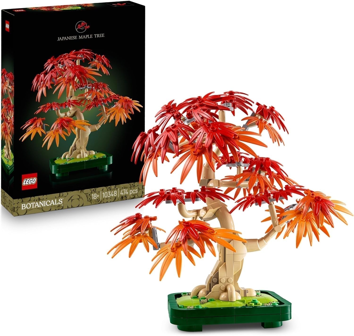 LEGO Botanicals Japansk röd lönn - Bonsaiträd - Konstgjord växtsats med röda och orange löv, plus skål - Heminredning - Presentidé för vuxna - 10348 Byggset Besuche den LEGO-Store Standardtitel