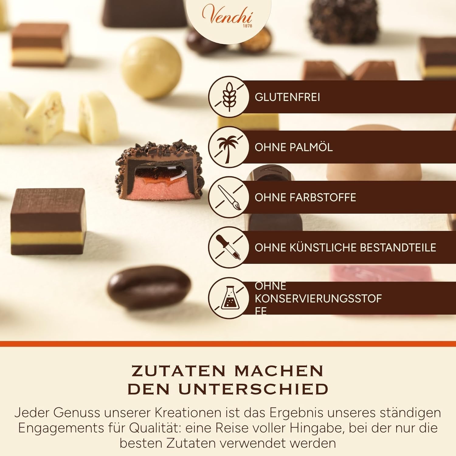Venchi - Chokladkakor med mjölk och hasselnötter - 70 % socker - Praliner med PGI Piemonte hela hasselnötter, 1 kg - Glutenfri