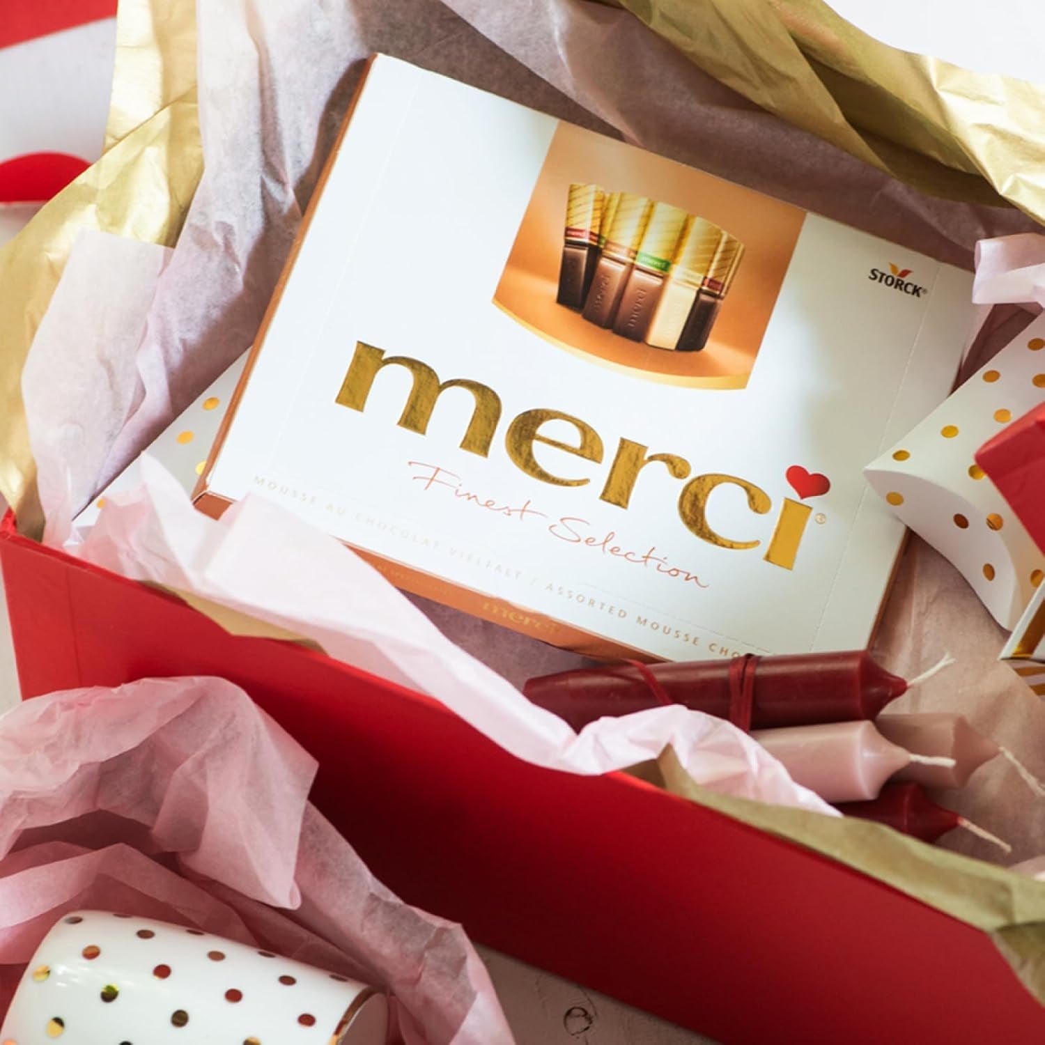 merci Finest Selection Mousse au Chocolat Variety – 1 x 210 g – Specialiteter Utsökt chokladmousse – Fyllda och ofyllda praliner