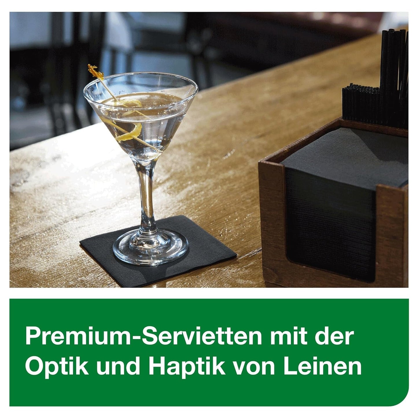 Tork Linstyle 509542 svarta cocktailservetter, 1/4-vikt, 1 lager, 23,8 x 23,8 cm, 1 x 100 servetter