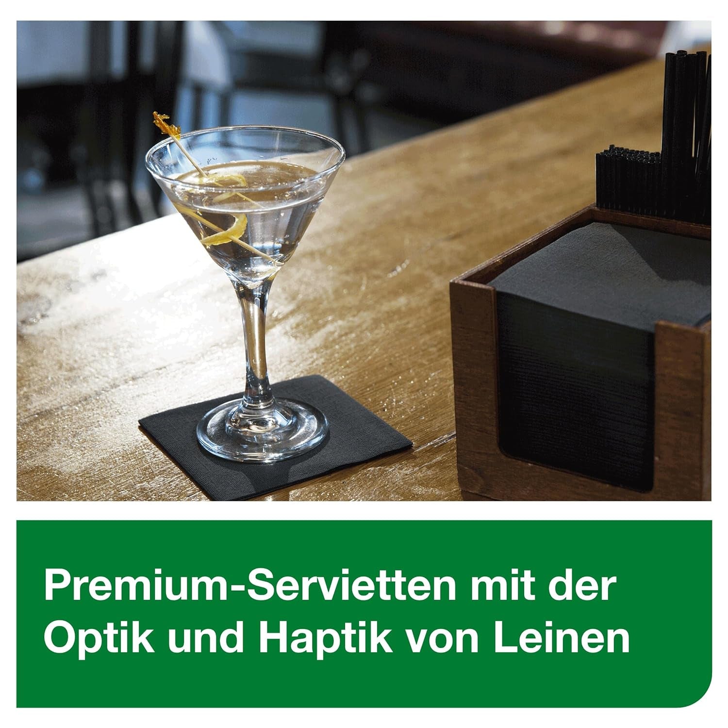 Tork Linstyle 509542 svarta cocktailservetter, 1/4-vikt, 1 lager, 23,8 x 23,8 cm, 1 x 100 servetter