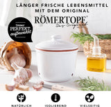 Römertopf Fresh Pot MINI 0,6 liter - Keramisk vitlökskruka - Andningsbar lera håller grönsaker fräscha längre - Idealisk luftcirkulation - Vita matförvaringslådor Naty Shop