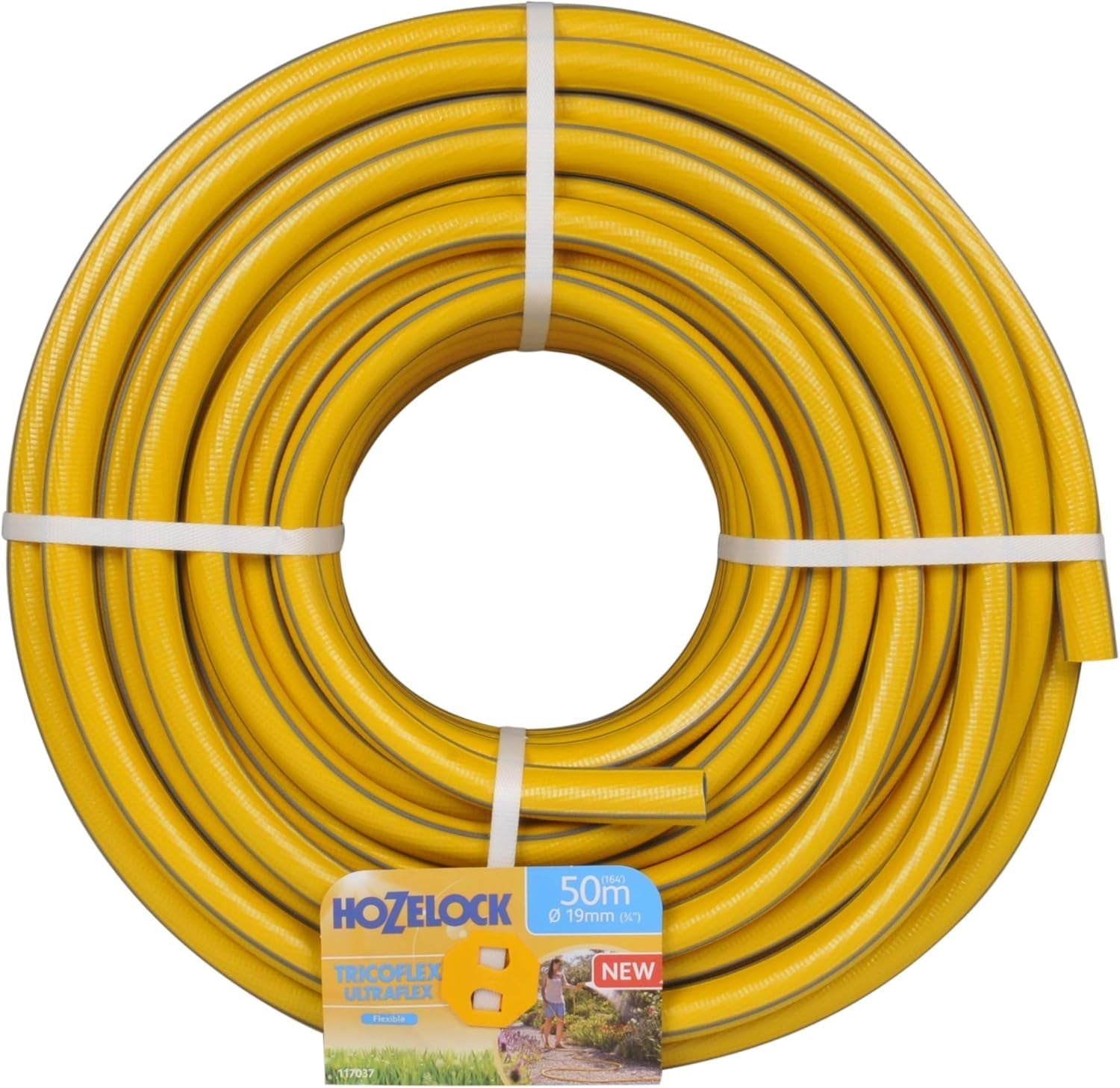 HOZELOCK - Tricoflex Ultraflex slang Ø 12,5 mm (1/2") 20 M: Flexibel trädgårdsslang, väderbeständig, vrid- och böjbeständig, tillverkad av 40 % återvunnen PVC [117002], gul