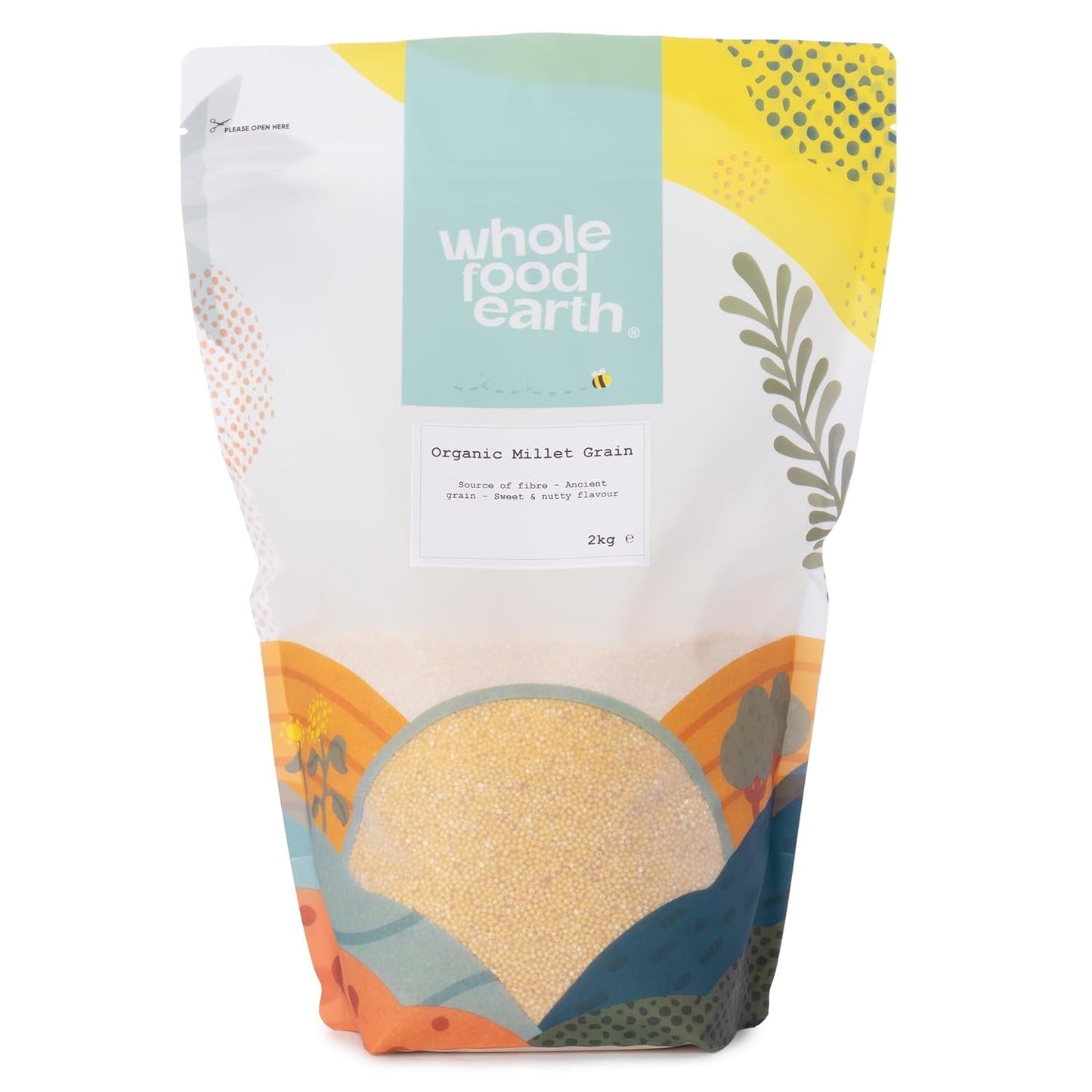 Hirs ekologisk Wholefood Earth 2 kg | Icke-GMO | Vegan | Rik på fibrer | Certifierad ekologisk