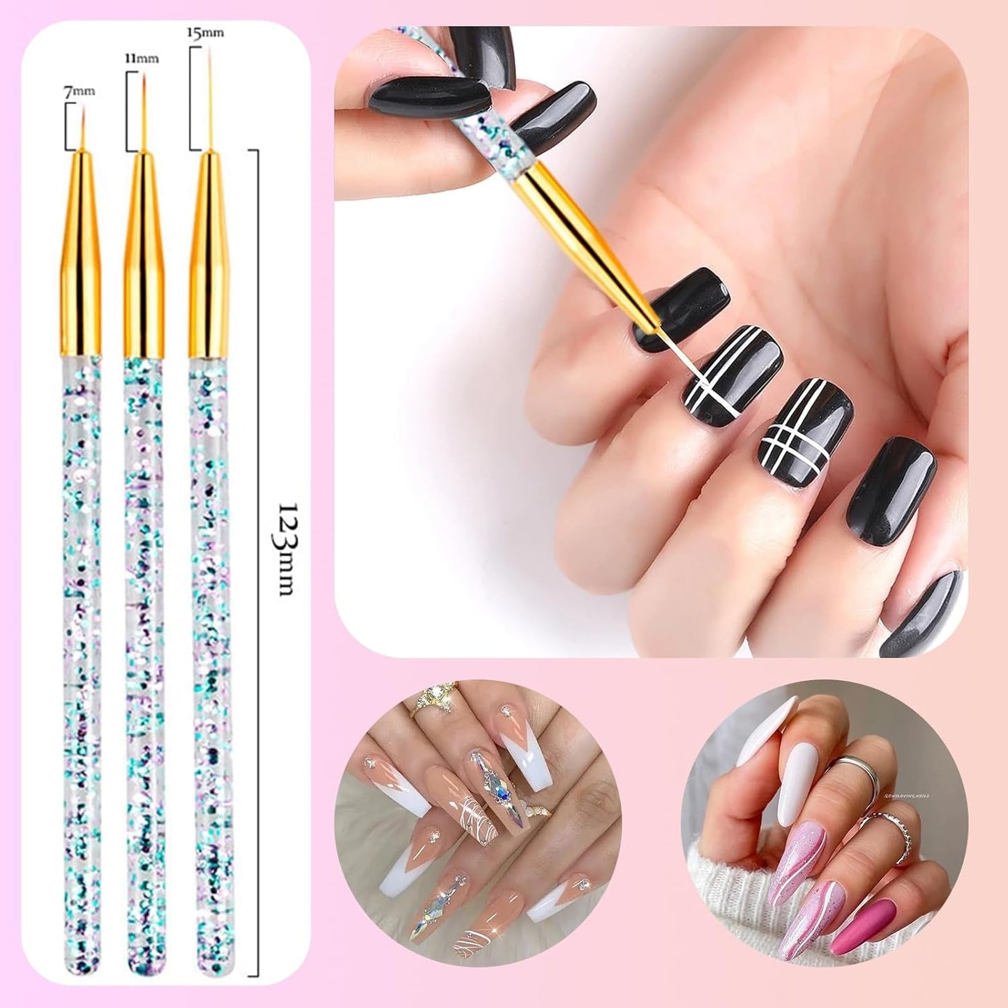 31 Stück Professionelle Nagel Pinsel Set, Dual-Ended Nagelpinsel, Pinsel Für Gelnägel, Acrylic Nagel Art Penna, Nail Art Dotting Tools, Nail Brush Für DIY Nagelkunst Salon Design