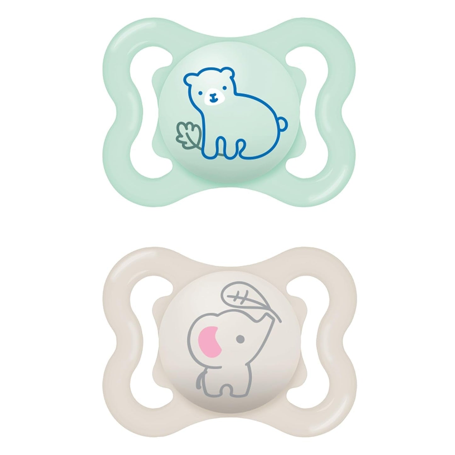 MAM Air Silikonnappar 2-pack Extra lätt och luftig design Tandvänlig bebisnapp Tillverkad av MAM SkinSoft Special Silikon med Napplåda 6-16 Månader Bear/Rhino