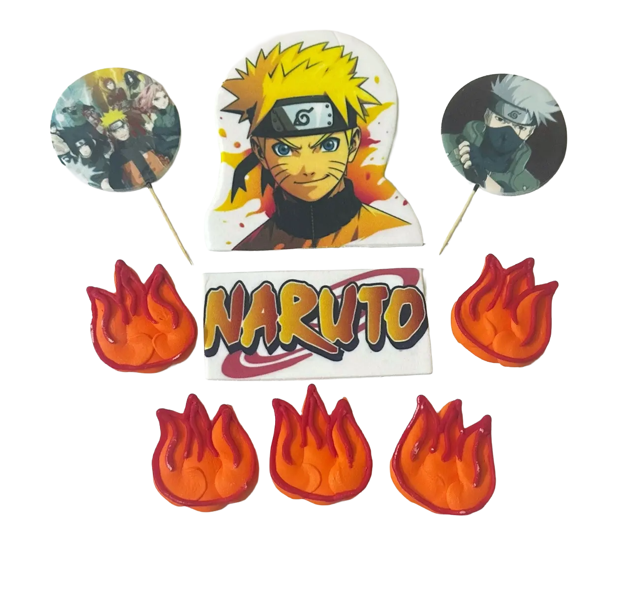 Naruto ätbara dekorationsset - 9 element med Naruto-motiv för att dekorera tårtor