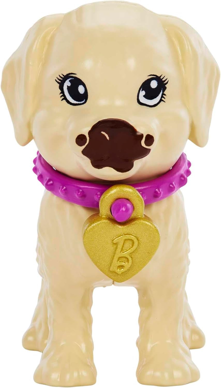 Adoption Barbie Puppy - Docka och 2 valpar, med adoptionscertifikat, färgbyteseffekt, bur och tillbehör, för barn från 3 år och uppåt, 86 HKD