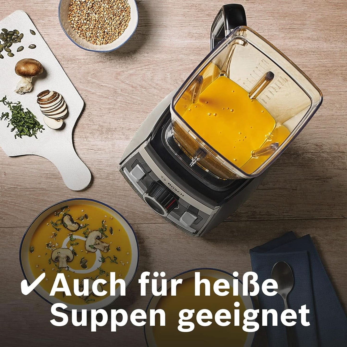 Bosch Standmixer Vitaboost MMBH6P6BDE, 6-Klingen-Edelstahlmesser, 2,5L Tritan-Mixbehälter, Stopfer, 6 Automatikprogram, Rezeptbuch, Bpa-Frei, Einfache Reinigung, 45 000 U/Min, 1600 W, Schwarz Bucatarie Naty Shop
