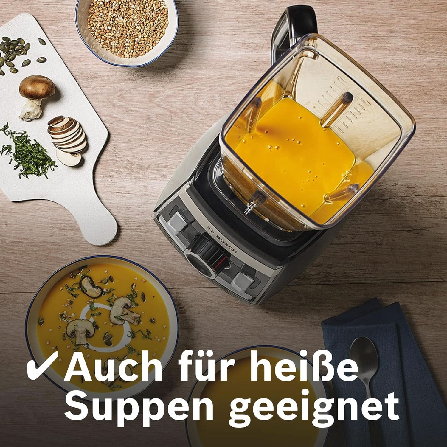Bosch Standmixer Vitaboost MMBH6P6BDE, 6-Klingen-Edelstahlmesser, 2,5L Tritan-Mixbehälter, Stopfer, 6 Automatikprogram, Rezeptbuch, Bpa-Frei, Einfache Reinigung, 45 000 U/Min, 1600 W, Schwarz Bucatarie Naty Shop