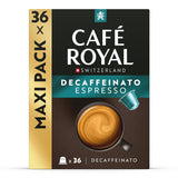 Café Royal Espresso Decaffeinato – Nespresso®-kompatibla kaffekapslar, 100 % Arabica, Intensität 6/12, Rainforest Alliance, koffeinfri, 36 kapslar