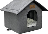 Katzenhaus Für Draußen Winterfest Wasserdicht Wetterfester Katzenhöhle Haustierhaus mit Plüschkissen Varm Hundehöhle Waschbar Hundehaus Tierheim Für Streuner Haustiere 45x40x45