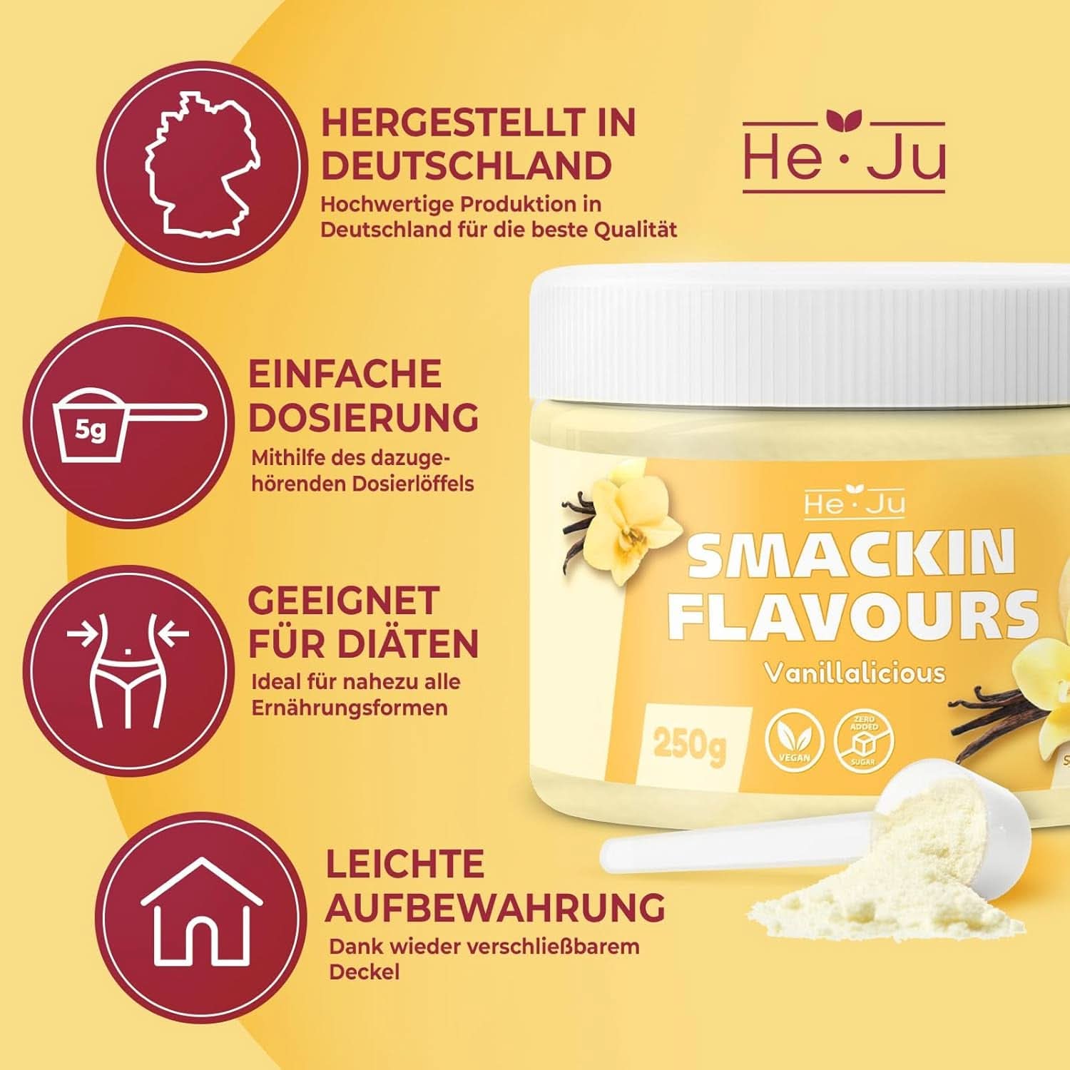 He-Ju, Pulver med vaniljsmak, 250 gram Aromas Naty Shop