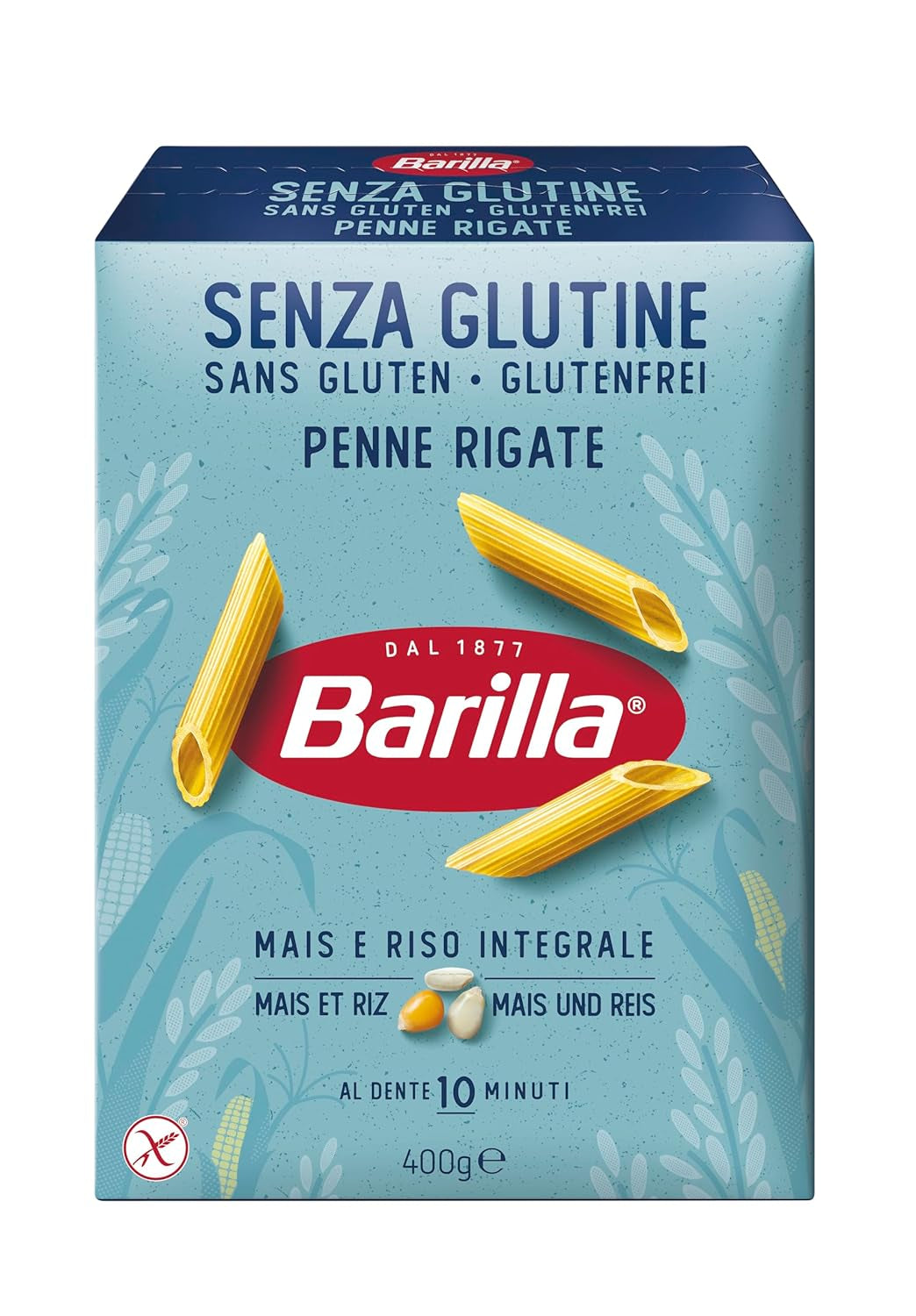 Barilla Penne Rigate glutenfri pasta gjord av läcker majs och ris - perfekt för personer med celiaki eller glutenintolerans (14 x 400g)