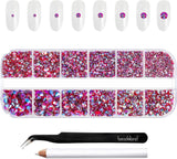Beadsland 2500st Glas Nailart Strasssteine ​​​​Kristall Flatback Edelsteine ​​​​Runde, ​​Für Handwerk Gemischt 8 Größen SS4 ~ SS30 Mit Picking Pinzette Und Stift (Kristall Weiss)