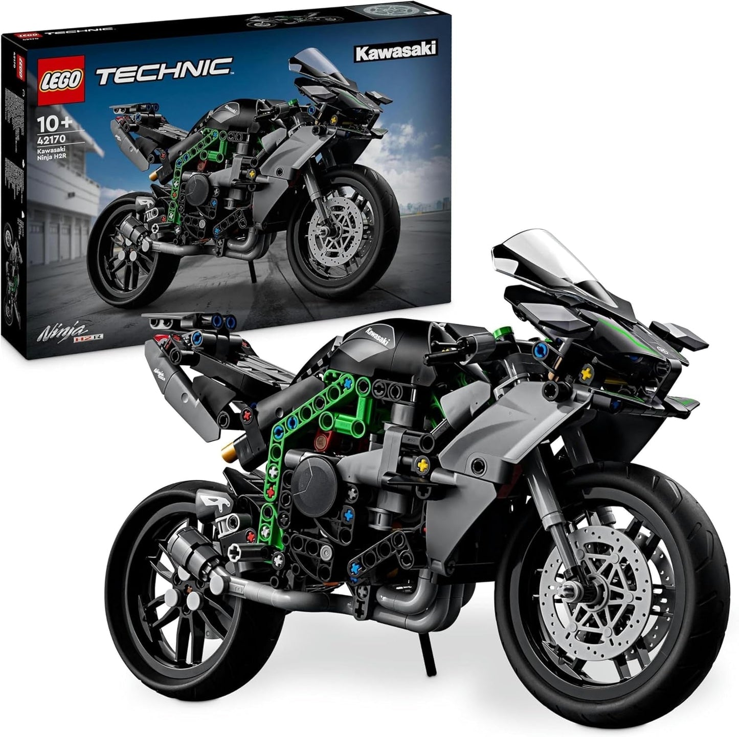 LEGO Technic Kawasaki Ninja H2R motorcykel, barn och vuxna Födelsedagspresent, dekoration, leksak, modell för pojkar och flickor ålder 10+ 42170 Byggset Besuche den LEGO-Store Single