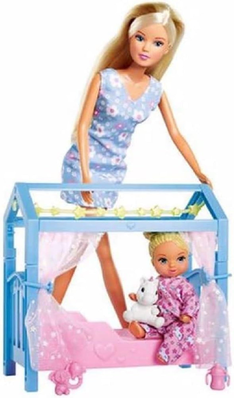 Simba Steffi Love Sweet Dreams / Söt babydocka och spjälsäng / med glöd-i-mörker-funktion / 12 stycken / 29cm / För barn från 3 år och uppåt
