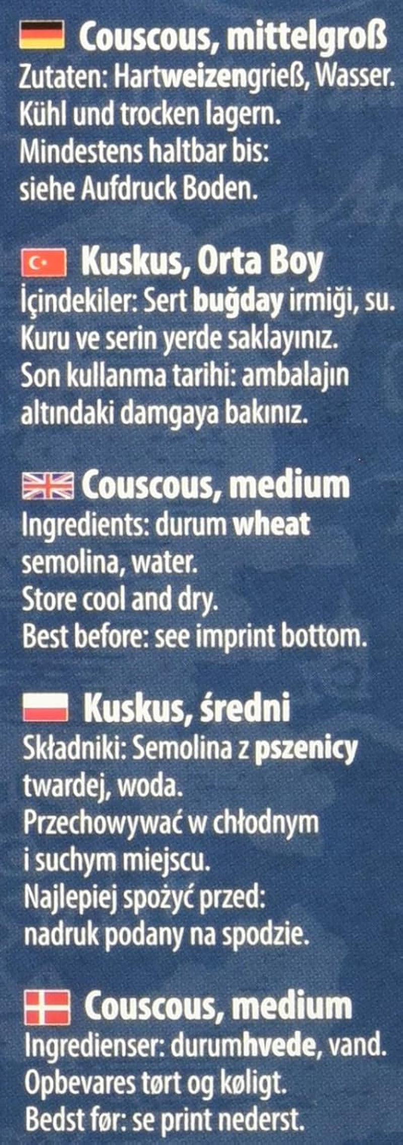 Couscous – Lätt och fluffig couscous med lätt nötsmak – En typisk nordafrikansk specialitet – 1 x 500g