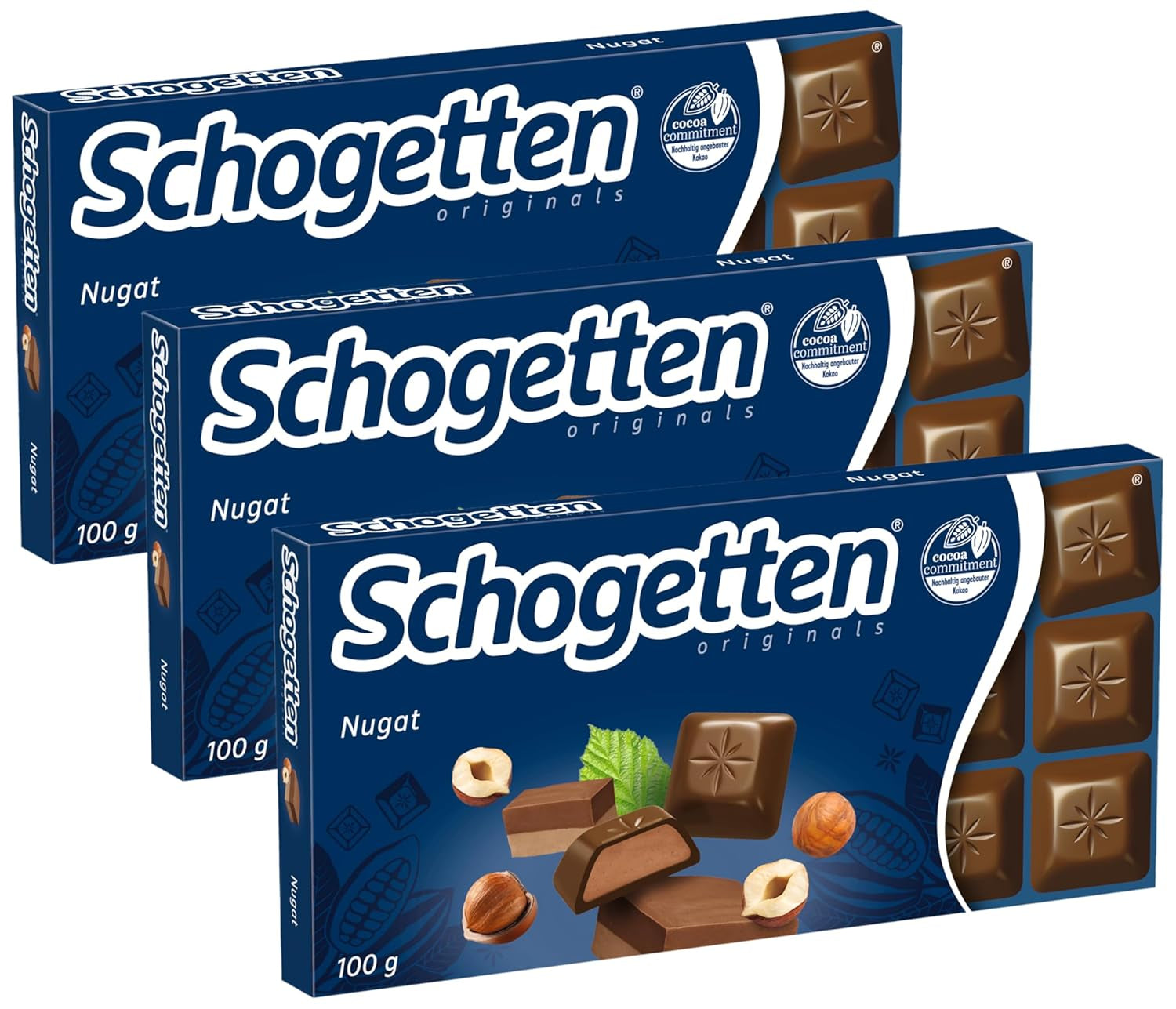 Schogetten Nougat chokladkaka 100g, individuellt portionerad. En fröjd. Bit för bit.