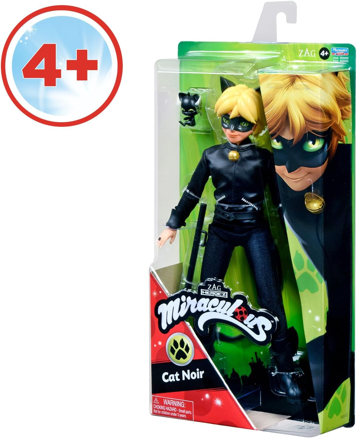 BANDAI - Miraculous Ladybug - 26 cm skyltdocka - Motan Noir - Officiellt licensierad Miraculous - Motan Noir Leddocka - Leksak för åldrarna 4 och uppåt - P50002