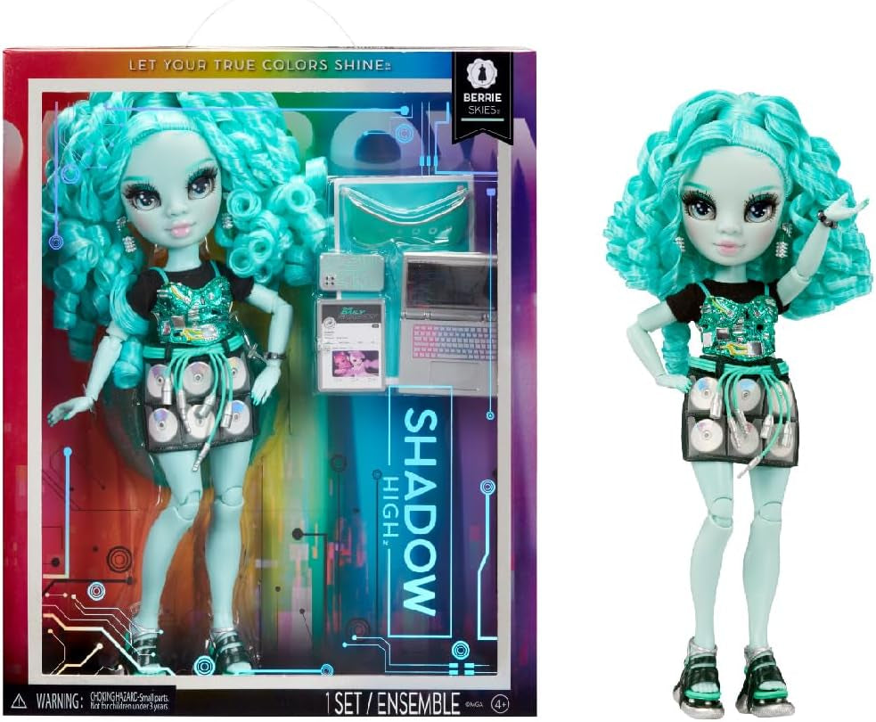 Rainbow High Shadow High Series 3 - Berrie Skies - Grön modedocka - Moderiktig outfit och över 10 färgglada lektillbehör - Idealisk för 4-12 åringar och samlare