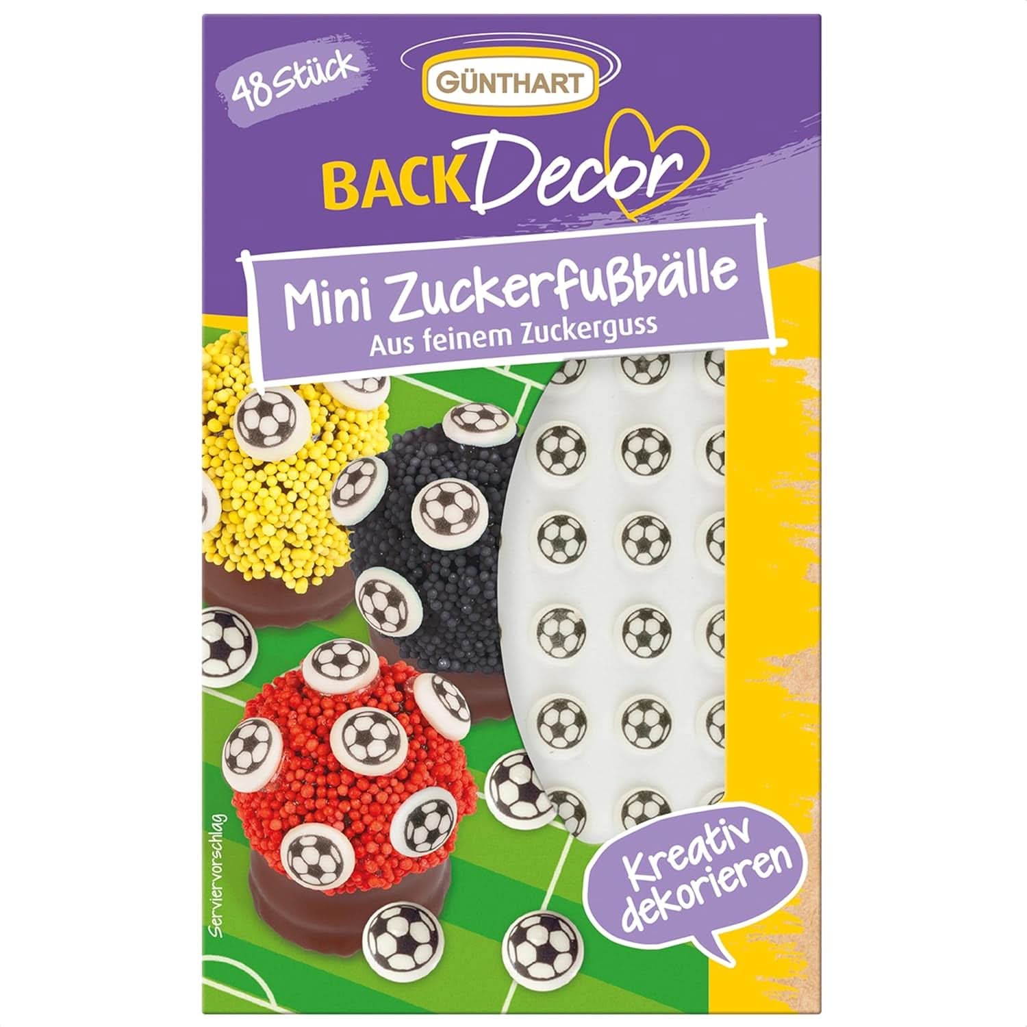 Günthart Backdecor 12 Sockerfotbollsspelare och fotbollar, 21 gram Naty Shop Sockerfotbollar