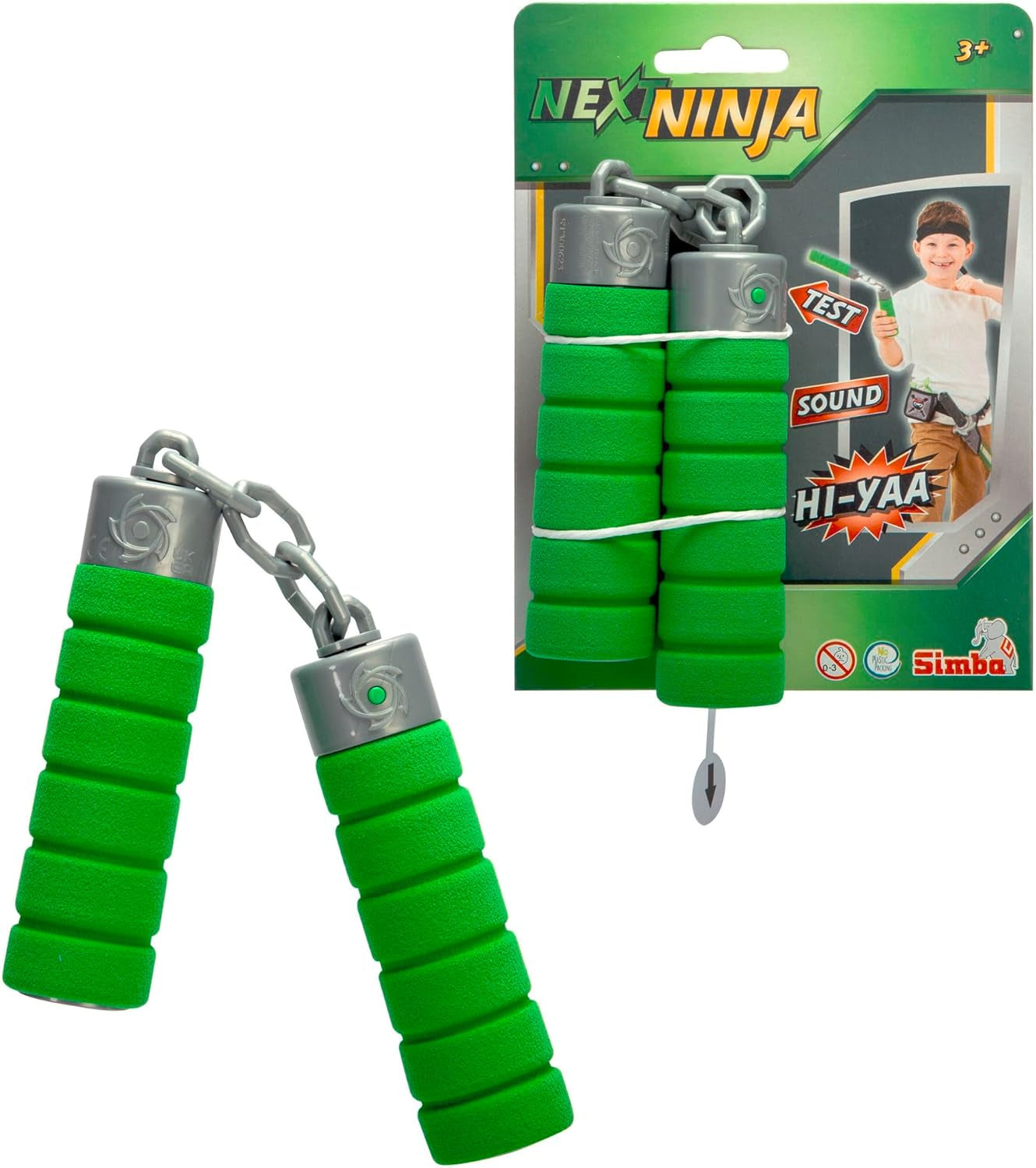 Nästa Ninja Nunchaku, ljud, handtag inlindat i mjukt material, 13cm, rollspel, från 3 år, grön Actionfigurer Naty Shop