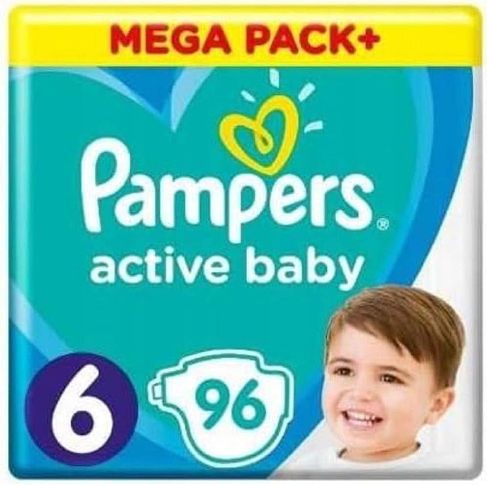 Pampers blöja storlek 6 (13-18 kg), aktiv babyblöja, 96 st, Durchlaufschutz Ganztägig Naty Shop