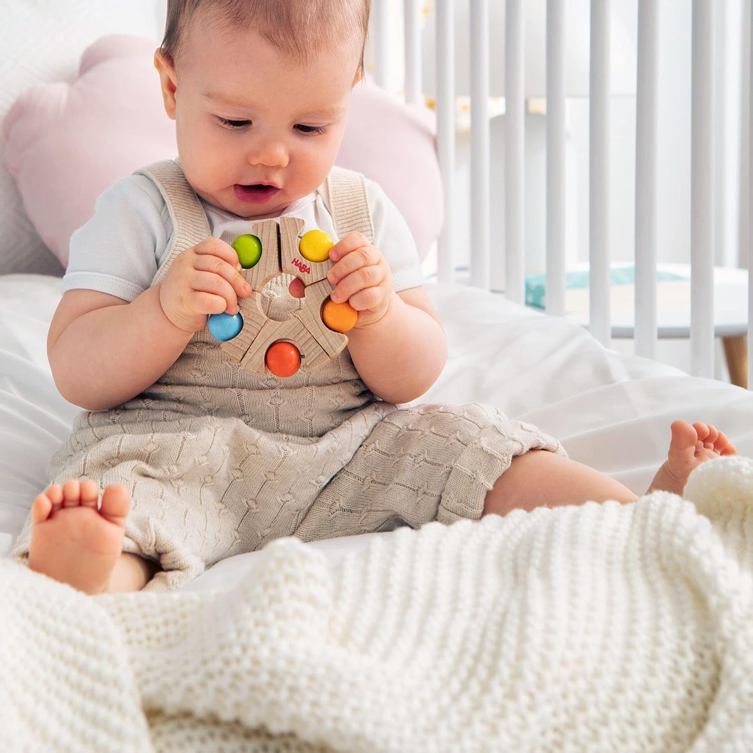 HABA 306692 - Fångstleksak med kulhjul, Fångstleksak från 6 månader, Tillverkad i Tyskland, Colorful Bebe Toys Naty Shop