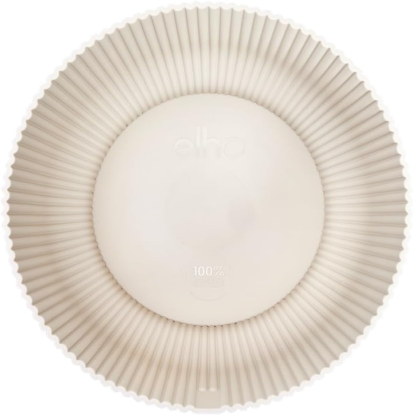 elho Vibes Fold Bowl 25 - Blomkrukor inomhus - 100% återvunnen plast - Ø 24,9 x H 12,1 cm - Vit/Vit linne