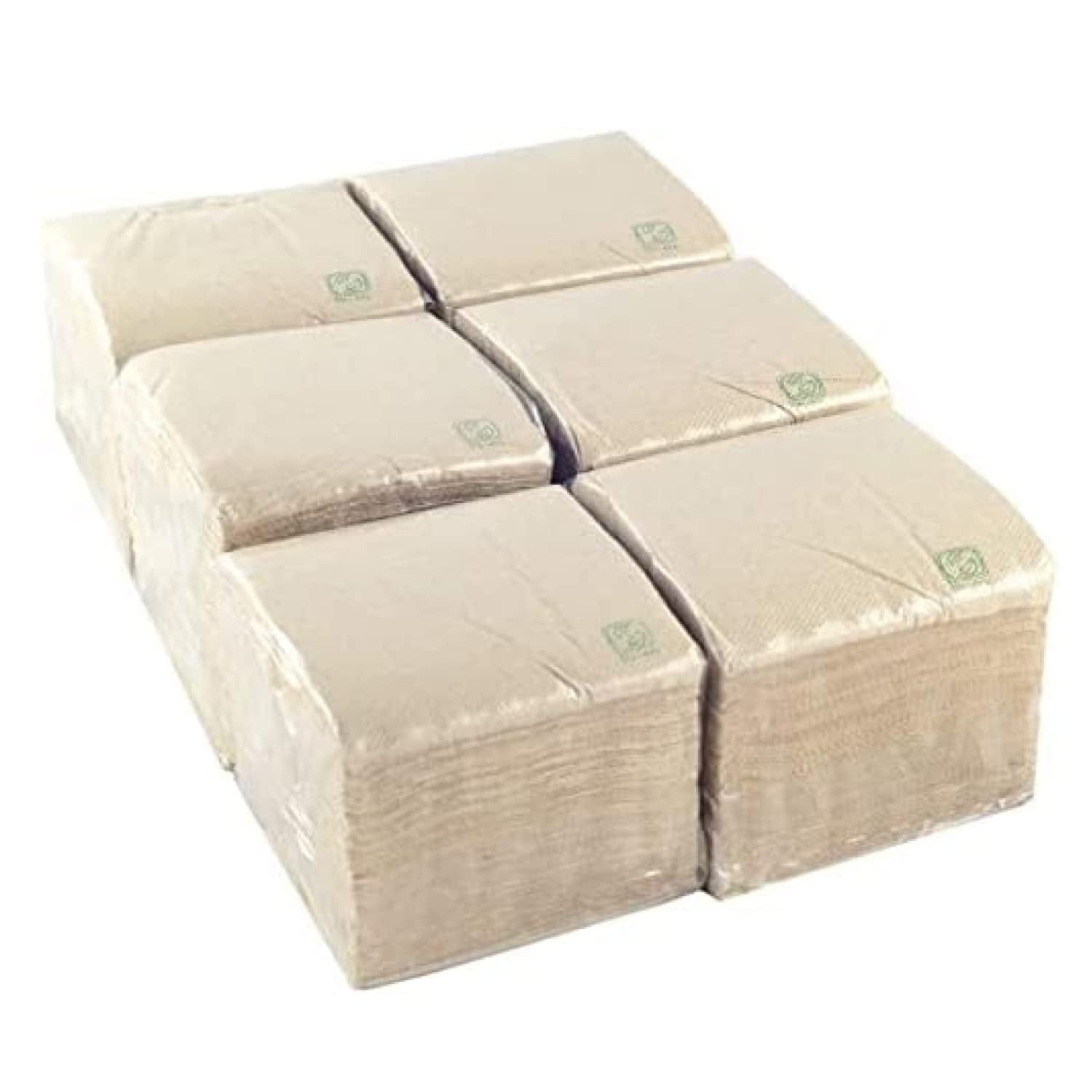 - 600 bitar av Bio Eco cocktailservetter - Naturlig färg - 100 % återvinningsbar - Micropoint - 10 X 10 Cm (vikt) och 20 X 20 Cm (ovikt)