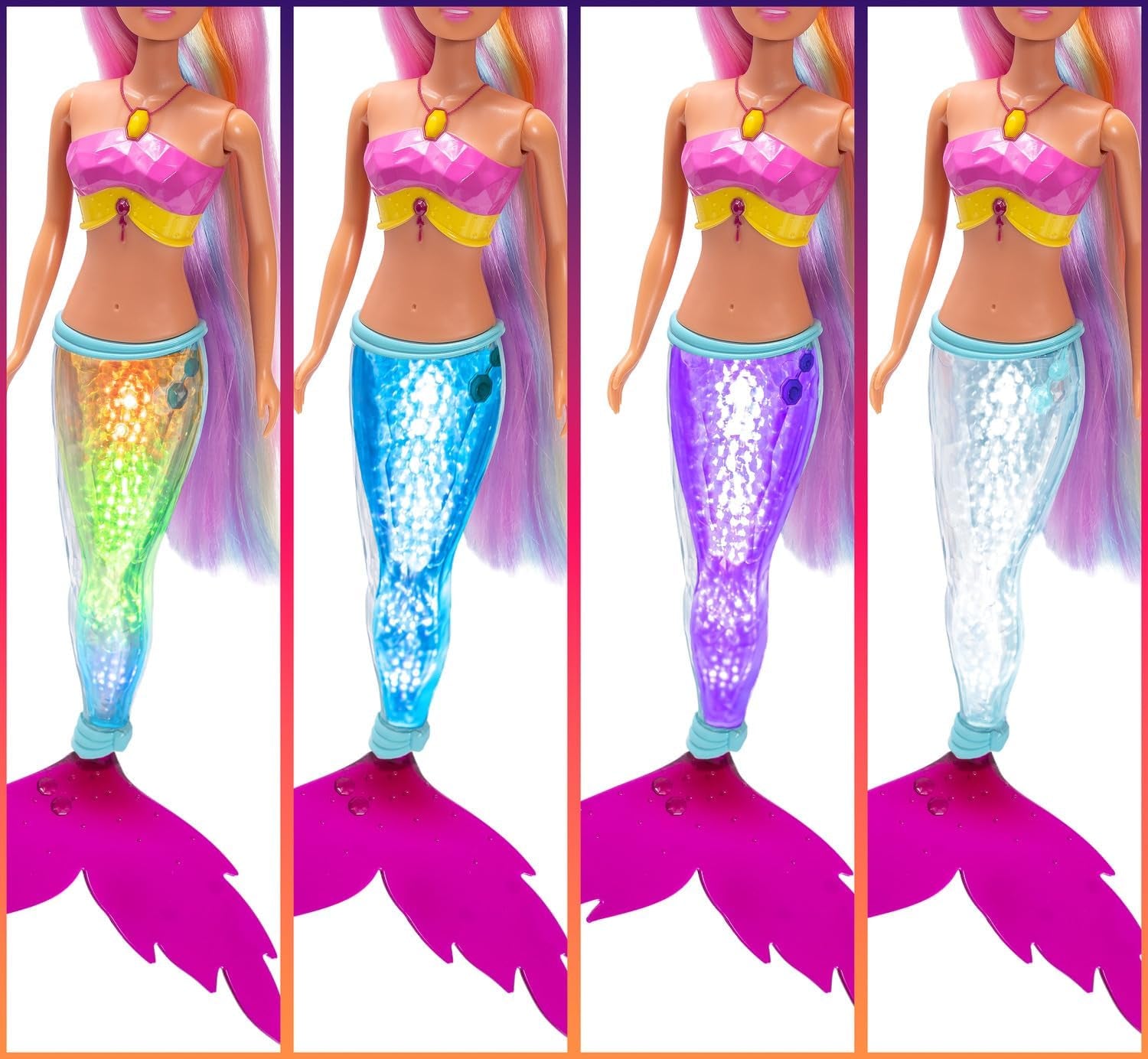 Simba Steffi Love Mermaizing Mermaid Doll med regnbågsljusfunktion, extra långt hår, delfinfigur och hårklämmor, 39 cm höjd, prova-mig-funktion, åldrar 3+
