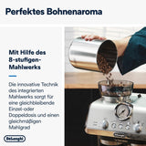 De'Longhi La Specialista Arte EC9155.MB portafilter espressomaskin med kvarn, 8 malinställningar, 15 bar tryck, 3 temperaturinställningar, mjölkskummare, 1550W, 1,7L tank, rostfritt stål/svart, inklusive barista kit