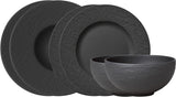 Villeroy & Boch Manufacture Rock Starter Set, 6 delar, svart, diskmaskinssäker, mikrovågssäker, mattsvart servisset, servis, bestick, premiumporslin