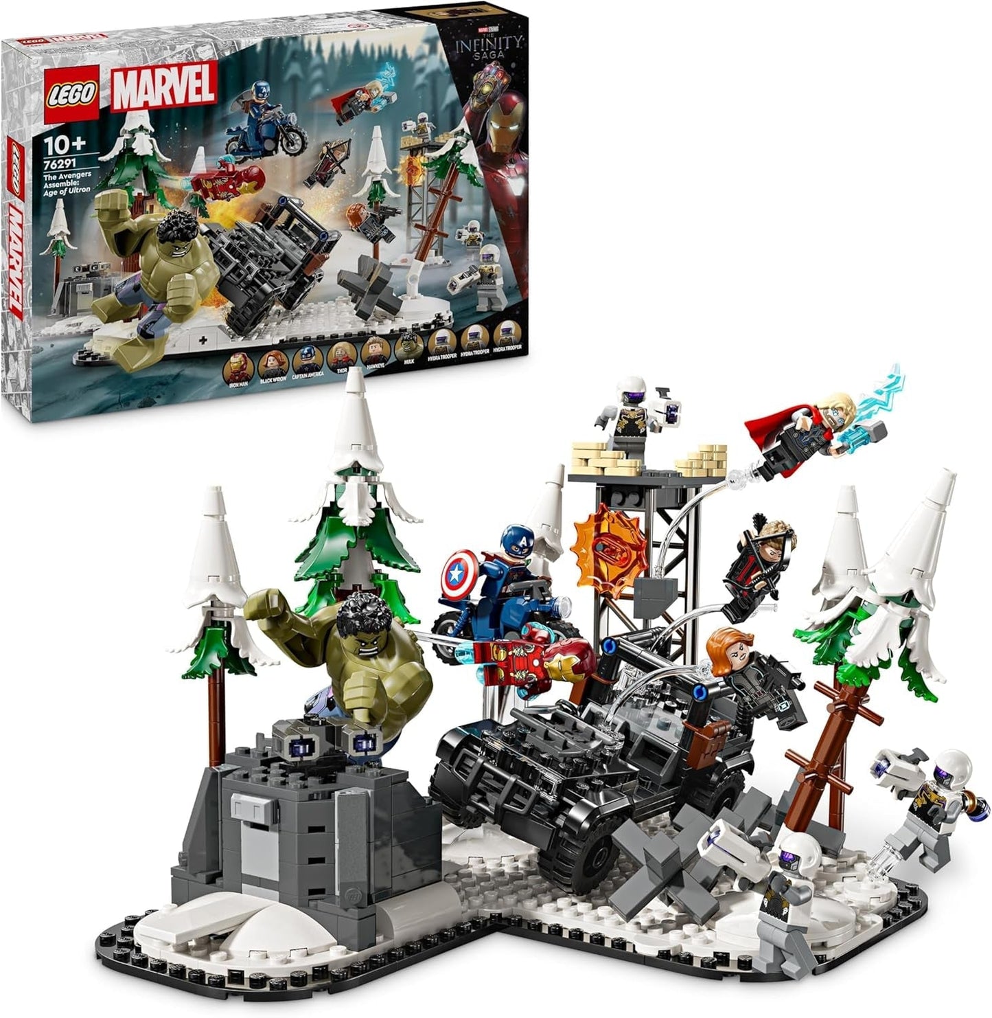 LEGO Marvel Avengers Assemble: Age of Ultron Bygg- och lekset med 8 Thor, Hulk och Iron Man superhjälteminifigurer Byggleksak för pojkar och flickor Äventyrsset 76291 Byggset Besuche den LEGO-Store Standardtitel