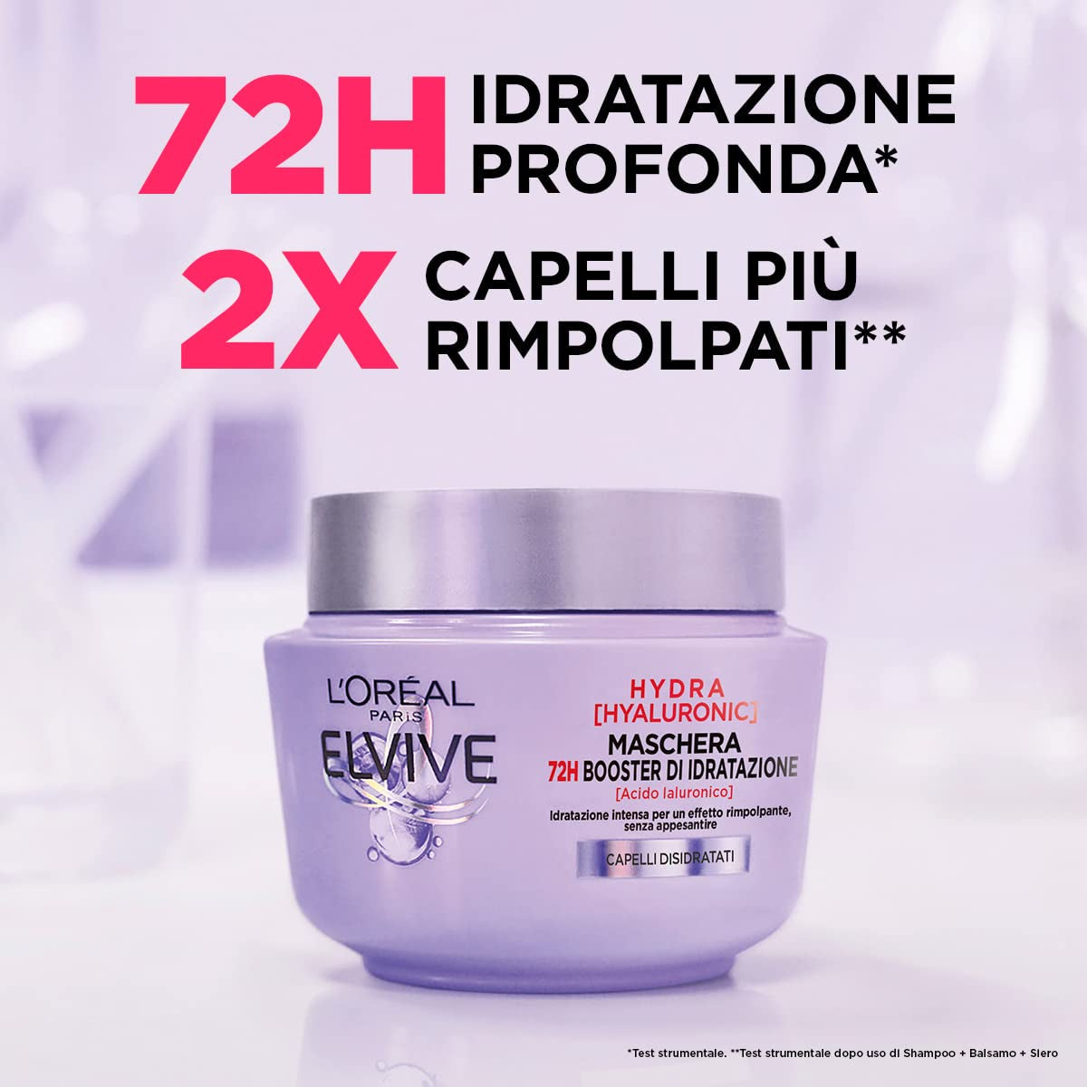 L'Or?al Paris Elvive Hydra Hyaluronic Maschera 72H Booster di Idratazione 300 ml Hårmask Naty Shop