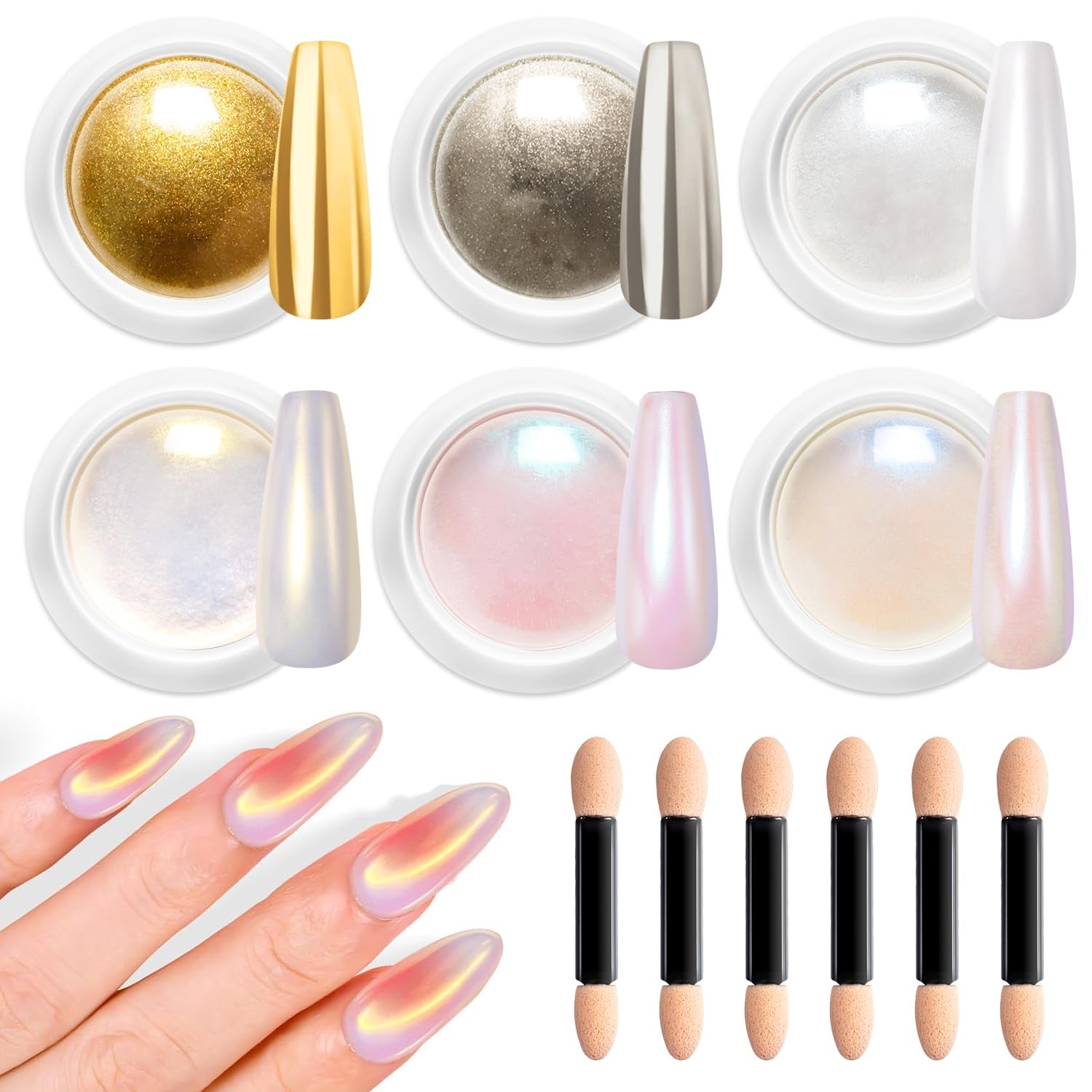 BISHENGYF Rose Gold Chrome Nail PowderNeue Upgrade Grosse Kapazitä Chrom PulverSuper-Spiegeleffekt Metall Mirror Chrome Powder – Neon Glassy Pearl Effect Glitter Nagelkunst Pulver Für DIY Salon