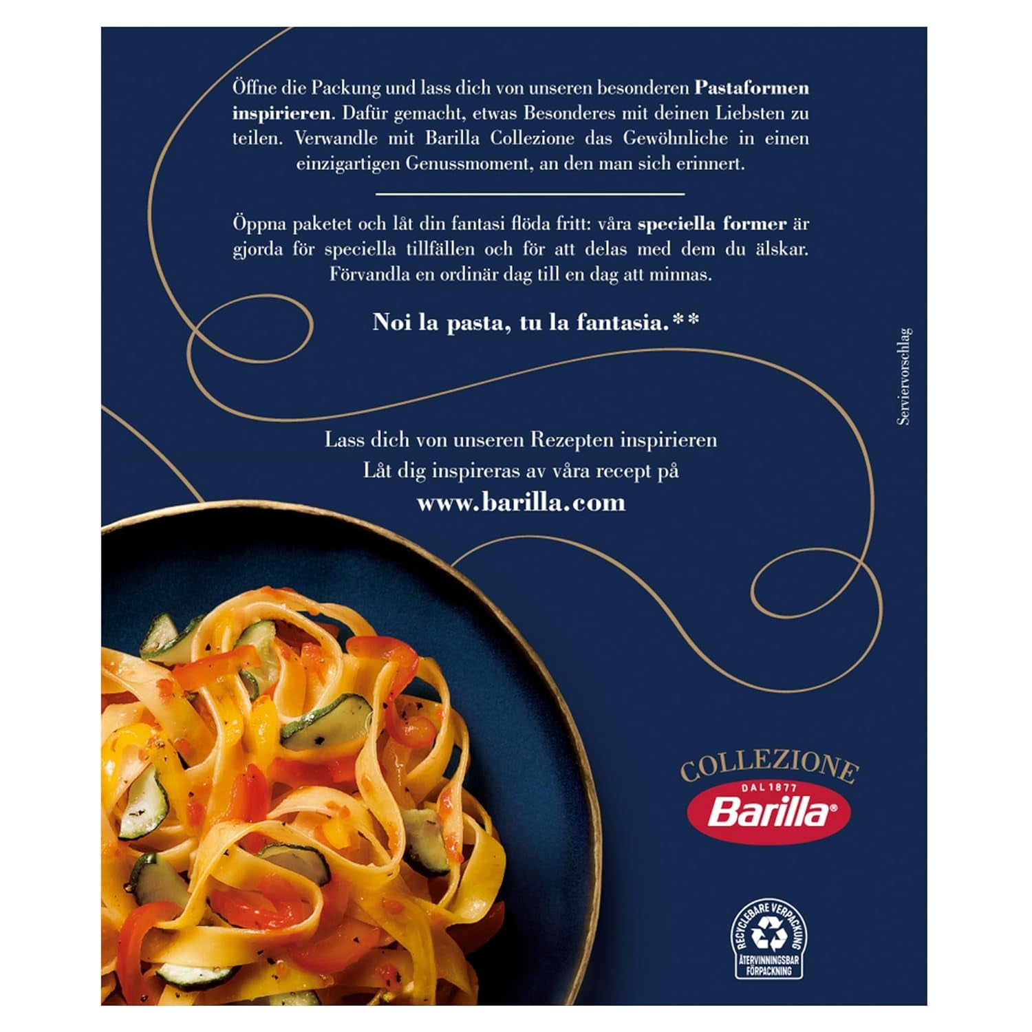 Pasta Barilla Collezione Fettuccine, (1 x 500 g) (förpackning med 3)