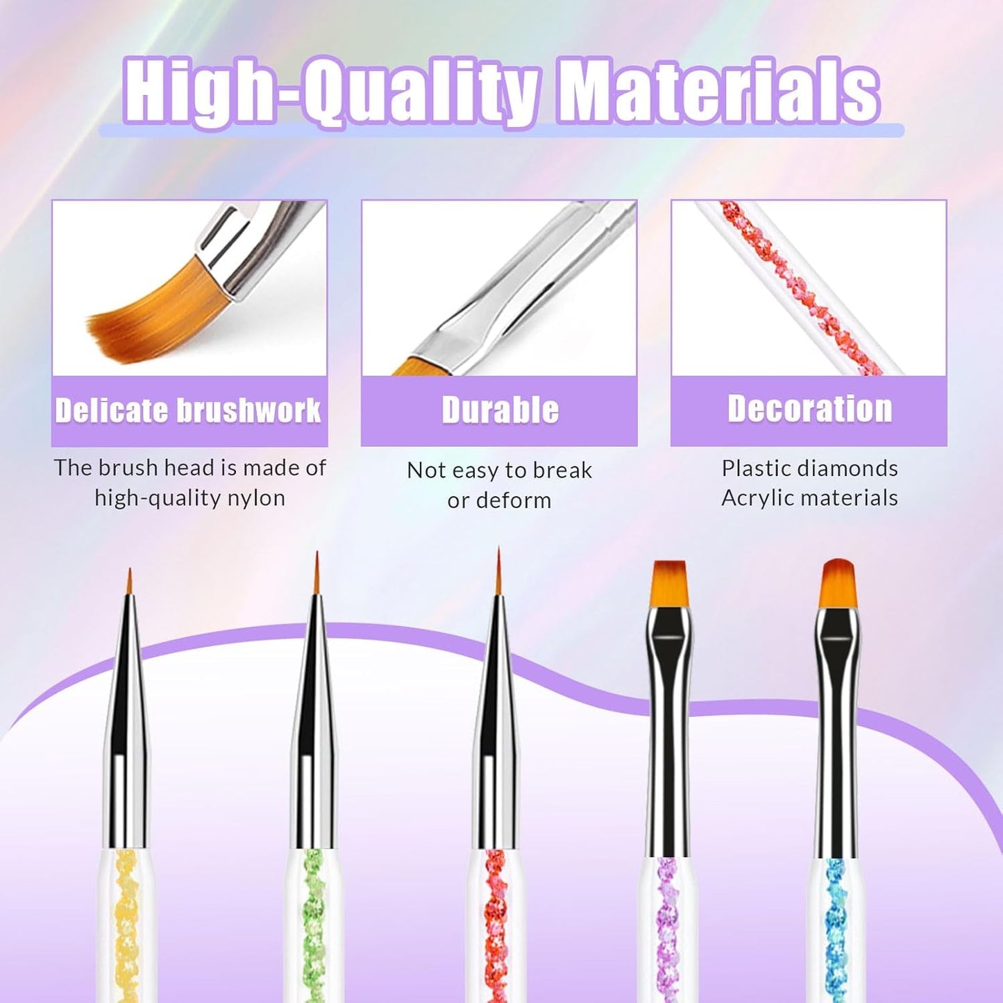 Sularpek 6 Stück Nagel Pinsel, Nagel Pinsel, Pinsel Nageldesign, Nagel Pinsel Set, Nail Art Dotting Tools Mit 1 Sponge Brush Applikator, Nageldesign Zubehör Für DIY Nail Art Design