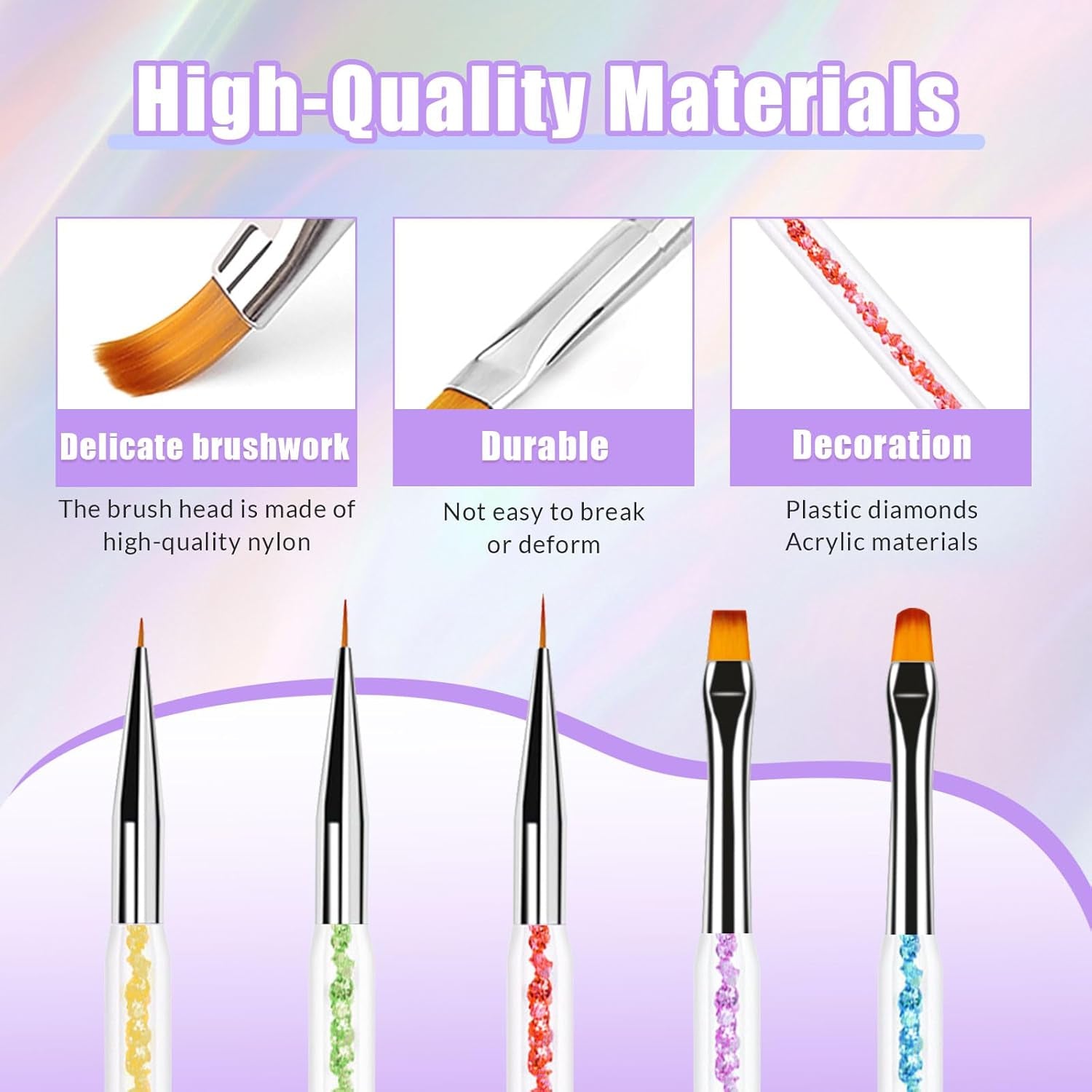 Sularpek 6 Stück Nagel Pinsel, Nagel Pinsel, Pinsel Nageldesign, Nagel Pinsel Set, Nail Art Dotting Tools Mit 1 Sponge Brush Applikator, Nageldesign Zubehör Für DIY Nail Art Design
