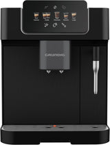 GRUNDIG KVA 6230 helautomatisk espressomaskin med mjölkskummare, rostfri kvarn med 13 malningsinställningar, bönbehållare 250 g, avtagbar vattentank 2 liter, pumptryck 19 bar, pekskärm, svart