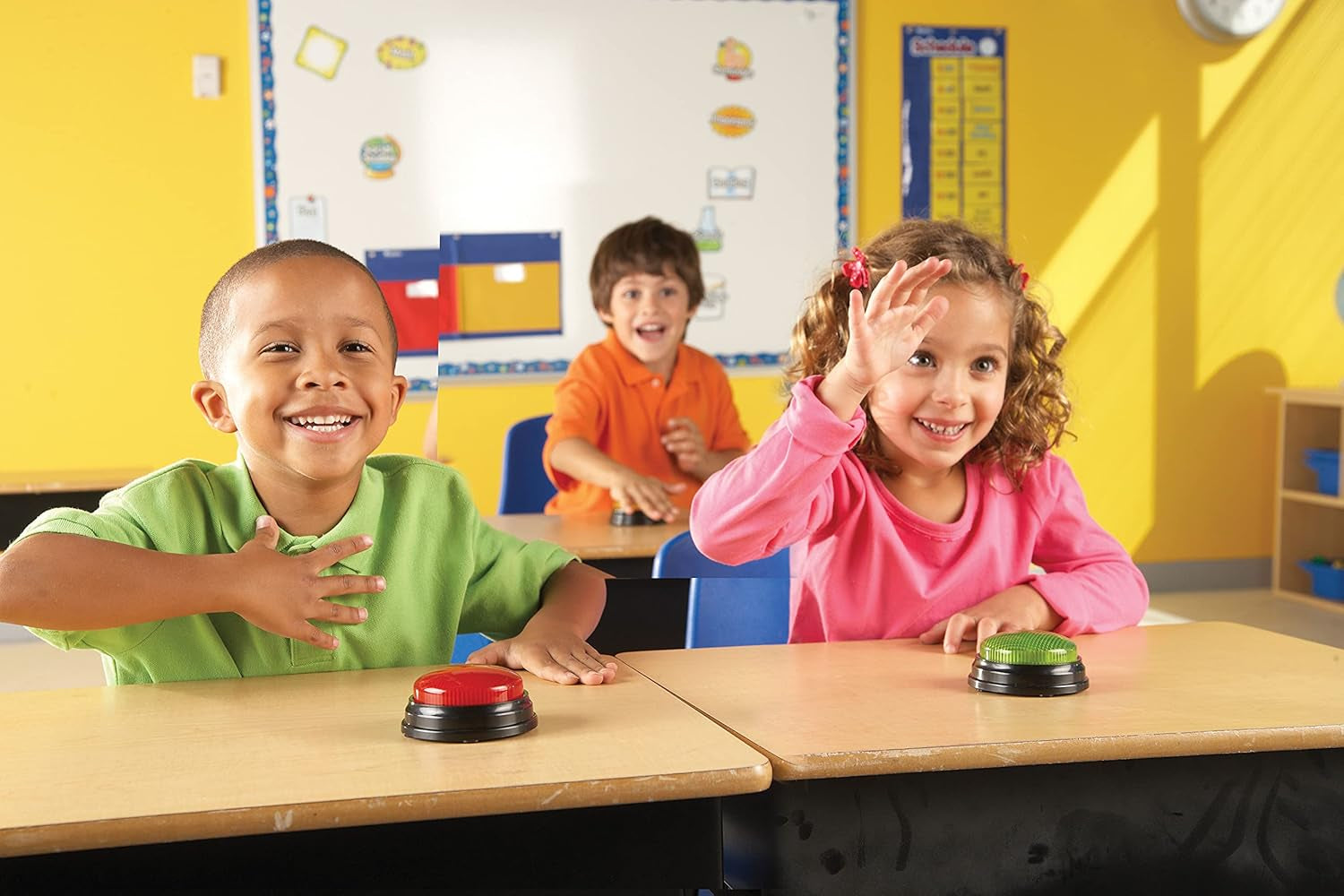 Lärmedel Ljus & Ljud Buzzer pedagogiska spel från 3 år Frågeleksak för barn med 4 olika ljud för spelkvällar och klassrum Leksaker Bebe Naty Shop